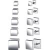 MicVivien Set di 5 paia di orecchini quadrati in acciaio inox, da uomo e donna, con chiusura a vite, calibro 16, ipoallergenici, 3 mm, 4 mm, 5 mm, 6 mm, 8 mm, Acciaio inossidabile, Nessuna pietra