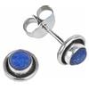 mantraroma orecchini a bottone in argento 925 con pietra blu lapislazzuli, orecchini in vero argento sterling da donna, regalo