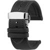 XNJIADVSY Cinturino in caucciù compatibile con IWC Pilot Mark 18 portoghese Tudor Breitling cinturino in nylon inferiore 20mm 21mm 22mm(A-Black Black-Silver,21mm)