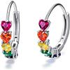 VONALA Orecchini a cerchio arcobaleno in argento Sterling 925, colorati, gioielli regalo per donne, 4.4 millimeters, Argento sterling, Zirconie sintetico