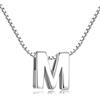 Candyfancy Collana Iniziale Argento 925 Donna Lettera Alfabeto Pendenti Nome A-Z Ciondolo Piccolo Catena 18 Pollice (Catena Ciondolo Lettera M)