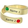 Lam Hub Fong Anelli Donna Regolabili Personalizzato Anello con 2 Nomi Incisione Anelli Ragazza con Pietras Anello Fidanzamento per Donna BFF Partner Mamma Gioielli Regalo di Compleanno (Oro)
