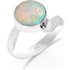 Stone House Anello solitario tradizionale in argento sterling 925 con pietra preziosa opale, fatto a mano, per donne e uomini HQ-SR14-OPAL-6