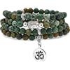 oasymala Braccialetto Japa Mala Beads 108, collana con ciondolo Buddha con ciondolo simbolo OM Yoga per uomo o donna (Turchese africano (African Turquoise))