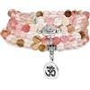 oasymala Braccialetto Japa Mala Beads 108, collana con ciondolo Buddha con ciondolo simbolo OM Yoga per uomo o donna (Tormalina anguria (Watermelon Tourmaline))
