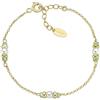 Amen Bracciale da Donna Collezione Rainbow. Bracciale in Argento 925 e Finitura in Oro con Perle e Cristalli Verdi. Lunghezza 16 + 3 cm. La referenza è: BRGRSEGVE