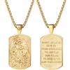 Oidea Collana di San Michele per uomo e donna: ciondolo a medaglia con San Michele Arcangelo San Cristoforo Vergine Maria che prega a mano religiosa amuleto regalo, Misura unica, Acciaio inossidabile