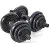 Fitby Kit di manubri regolabile 20 kg - peso sollevamento pesi in ghisa - Alteres e barra con valigetta di trasporto - design ergonomico antiscivolo per sport a casa - nero