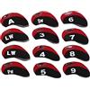 Xzcvalimn Set di 12 copricapi per ferri da golf, copricapi in neoprene rosso con etichette numerate, protezione resistente all'acqua per i ferri dal n. 3 al n. LW, adatto alla maggior parte