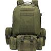 Otbushit Zaino da trekking e da campeggio impermeabile espandibile da 65 litri con tasche multiple per donna e uomo, verde