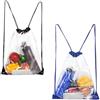 FUSHENGCHUANG 2 Pezzi Zaini Trasparenti con Coulisse, Impermeabile Chiaro Coulisse Zaino Impermeabili Borsa Palestra in Pvc Sacca Trasparente per Festival per Esercizio, Scuole, Viaggi All'aperto (Nero, Blu)