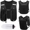 NUUOTP Gilet da corsa da uomo e donna, riflettente, ultraleggero e traspirante, con 4 tasche e ampio scomparto per bolle da 2 l, per jogging, maratona, ciclismo, Nero , Taglia unica
