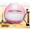 SKIKHN Pallone da pallavolo Soft Touch, misura 5, da beach volley, per interni ed esterni, con rete e pompa, per esterni e interni, per piscina, spiaggia, palestra, palestre sportive
