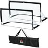HOMCOM Set di 2 porte da calcio, pieghevoli, 183 x 90 x 90 cm, resistente alle intemperie, con borsa per il trasporto, per adulti, per il tempo libero, il giardino, l'allenamento, colore nero