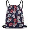 Generic Day Dead Flower Rose Sugar Skull Art Borsa Coulisse Zaini Sportivi Unisex Pieghevole per Vacanze Uomo Nuoto Borsa Sportiva 36X42Cm