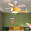 SYSZOZ Elicottero Ventilatore Da Soffitto Con Luce Moderna LED Plafoniera Con Ventilatore Dimmerabile Con Telecomando Lampada Con Ventilatore Camera Dei Bambini Camera Da Letto Soggiorno Lampadario (Yellow)