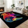 Generic Tappeto Salotto 60 x 90 cm Linee Astratte Di Rinoceronti Animali Tappeto Lavabile in Lavatrice Antiscivolo, Carpet Cameretta Scendiletto Camera da Letto Ufficio Pelo Corto, Nero