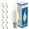 Bratek 10 Lampadine Led E14 Luce Calda Vintage a Fiamma 3000k 6W 660 Lumen - Lampadina Vintage Attacco Piccolo e14 a Filamento Led Trasparente Equivalente 75W a Incandescenza o 60w Alogena