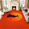 Generico Tappeto Lavabile in Lavatrice Minimalista Giapponese Samurai Sole Rosso - Rosso Arancio 120 x 180 cm Tappeto Antiscivolo & Pelo Corto, Ideale per Soggiorno, Cucina e Aree ad Alto Traffico