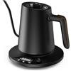 Vmotal Bollitore elettrico in acciaio inox con regolazione della temperatura, bollitore a collo di cigno, funzione di calore 24 ore, bollitore elettrico da 1200 W con indicatore di temperatura