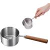 Xthrotsenk Mini pentola in acciaio inox scalda burro piccola padella con beccuccio versatore manico in legno per latte, caffè burro cottura 250 ml
