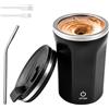 GAOUTO Tazza da caffè elettrica automatica da 380 ml con agitatore automatico e paglia, tazza miscelatore magnetico tazza miscelatore elettrico per caffè, proteine, polvere tè