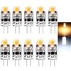 weihong Luce LED G4 COB, AC/DC 12 V, angolo di diffusione di 360 gradi, Bi-Pin Gu4 JC RV COB Lampadina di cristallo, 15 W, 20 W, 30 W, alogena, 10 pezzi (LED G4 1 W, bianco caldo)