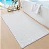 DEXI Tappeto Bagno in Ciniglia 60 x 110 cm, Tappetino Antiscivolo e Assorbenteo, Tappeti Lavabile e Morbido per la Lavandino, Ingresso del Doccia, Bianco