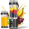 XJJAUGKLY Frullatore portatile per go, 600 ml, con 12 lame, senza fili e ricaricabile, frullatore portatile per succhi di frutta, frullati e frullati di frutta (grigio)