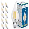 Bratek 10 Lampadine Led E14 Luce Naturale Vintage a Fiamma 4000k 6W 660 Lumen - Lampadina Vintage Attacco Piccolo e14 a Filamento Led Trasparente Equivalente 60w Alogena