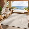 SIMPEX Tappeto 240x340 cm XL Crema, Pelo Corto con Effetto 3D Alto-Basso, Motivo Boho Scandinavo, per Interni o Esterni