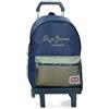Pepe Jeans Arwyn zaini casual, antracite, kaki e blu, con vano porta computer, vari scomparti, realizzati in poliestere con dettagli in pelle sintetica, Joumma Bags