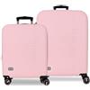 Pepe Jeans Aris Rosa Chiaro Set di Bagagli 55/68 cm Rigido ABS Lucchetto a Combinazione Integrato 109L 6.08kg 4 Doppie Ruote Estensibile Bagaglio a Mano di Joumma Bags