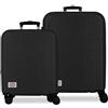 Pepe Jeans Aris Set di Bagagli Nero 55/68 cm Rigido ABS Lucchetto a Combinazione Integrato 109L 6.08kg 4 Doppie Ruote Estensibile Bagaglio a Mano di Joumma Bags