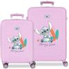 Disney Joumma Stitch from Hawaii Lilla Set di Bagagli 46x65x23 cm Rigido ABS Chiusura a Combinazione Laterale 91L 5.6kg 4 Doppie Ruote Bagaglio a Mano