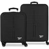 Reebok Boston Set di Valigie Nero 46x65x25 cm Rigido ABS Lucchetto a Combinazione Integrato 56L 6.6 kg 4 Doppie Ruote Bagaglio a Mano