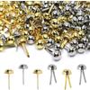 lyualma 400 Pezzi Chiodi ad Angolo a Due Gambe Oro Argento Puntine Testa Rotonda Folder Piccoli Folder Rotondi in Metallo Per la Raccolta di Carta, Decorazione Artigianale