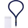 webbomb Porta badge con zip impermeabile e flessibile, completo di cordino da 2 cm + porta carte di credito orizzontale e verticale per 1-2 carte d'identità (blu scuro)