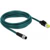 Delock Cavo di rete M12 a 4 pin con codifica D a RJ45, 3 m, TPU, IP20