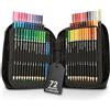 OfficeTree 72x Matite Colorate Professionali - Set Pastelli Professionali - Mina Morbida a Base d'Olio incl. Accessori - Valigetta Colori a Matita Professionali - Set Colori Professionali da Disegno