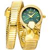 DAXIAOYU Fashion Trend - Orologio da polso da donna, al quarzo, con snake intarsiato con diamanti, elegante bracciale a snake, orologi da donna, idea regalo, Colore: verde oro., Lusso