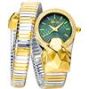 DAXIAOYU Fashion Trend - Orologio da polso da donna, al quarzo, con snake intarsiato con diamanti, elegante bracciale a snake, orologi da donna, idea regalo, Argento Oro Verde, Lusso