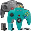 SAFFUN Confezione da 2 controller wireless N64 realizzati per Switch 1 e 2, console N64, ricevitori wireless da 2,4 GHz compatibili con Switch Online, PC Windows, macOS (vibrazione integrata) (ricaricabile