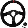 RZoZZZadN Volante piatto da 330 mm telaio in alluminio scamosciato Volante da gioco per PC Drift Racing da 13 pollici universale(6028BK-MS-RD-RD)