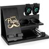 AliveByte Docking Station in Legno per Smartphone Uomo - Organizer da Notte con Supporto per Portafoglio e Orologio - Idea Regalo per Papà, Compleanno, Anniversario e Feste del Papà