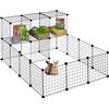 Relaxdays Recinzione per Conigli e Piccoli Animali, Sistema a Incastro, HLP: 72 x 145 x 110 cm, Grata in Metallo, Nero