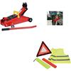 MOTO SPORT MONDO COMPATIBILE CON MINI MINOR KIT PER AUTO CRICK IDRAULICO A CARRELLO+KIT SOS PRONTO SOCCORSO STRADALE AUTO TRIANGOLO DI EMERGENZA+GIUBBINO FLUO+CUSTODIA IN DOTAZIONE