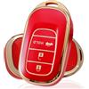 KULCSOK Custodia per Telecomando Compatibile con Honda Civic Accord HR-V CR-V Pilot Sport SI EX-L EX 2025 2024 2023 2022 - Custodia per Chiave - Protettore per Chiave TPU - 3 Pulsanti - Rosso