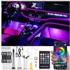QAUBEN Auto illuminazione ambiente 64 colori multicolore musica fibra ottica controller + APP controllo auto fai da te kit di illuminazione dell'atmosfera decorativa DC 12V 1W 8m