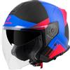 Bogotto H586 City-B Casco Jet, nero opaco/rosso/blu, S